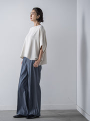 【WEB限定】デニム見えシャンブレーワイドパンツ≪洗濯機で洗える≫