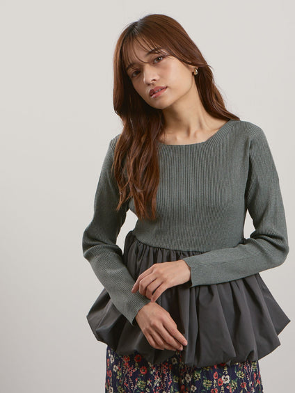 スポンディッシュニットバルーンプルオーバー≪手洗い可能≫