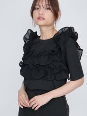 ギャザーフリルTシャツ≪手洗い可能≫