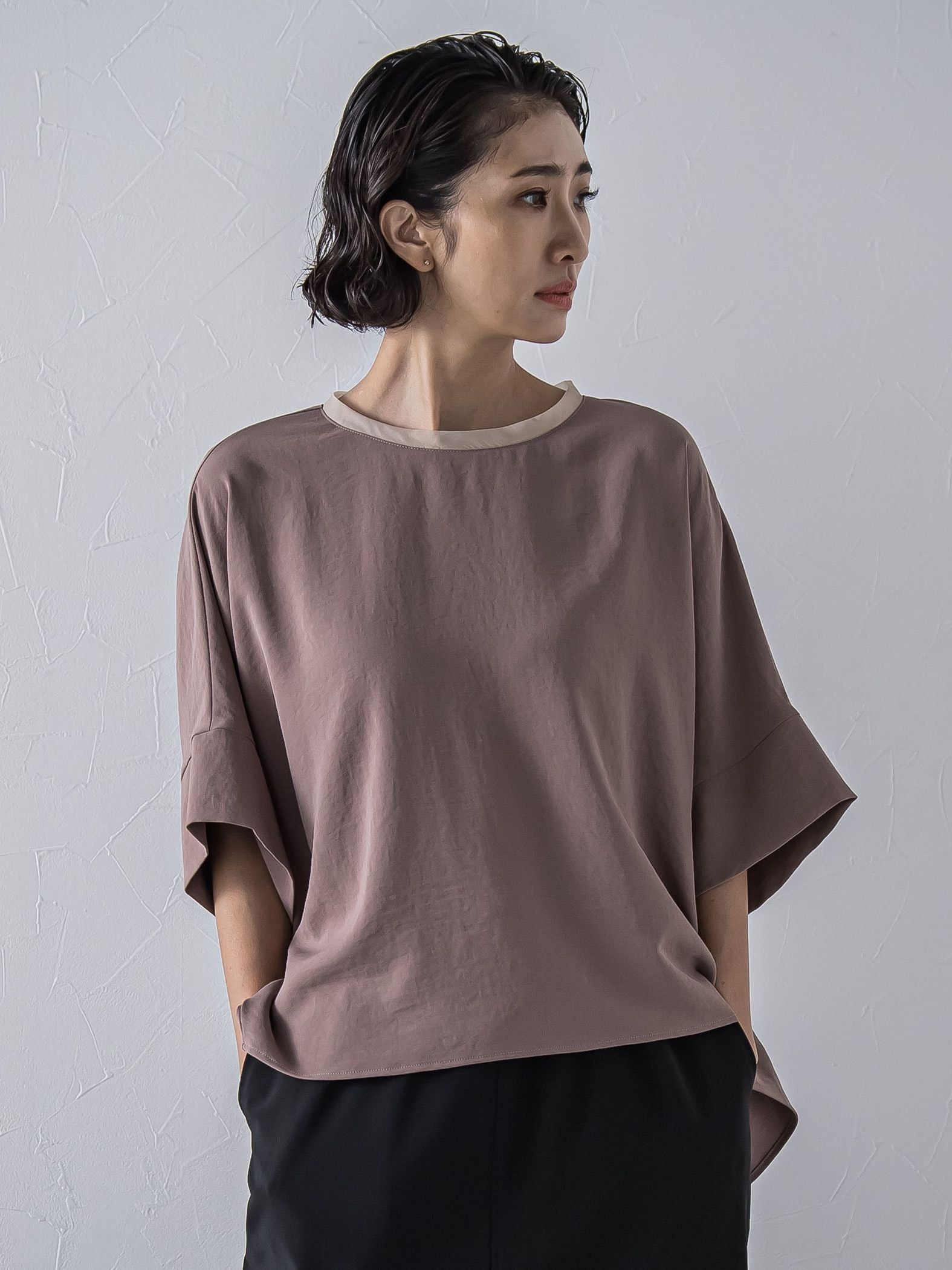 ハイストレッチカットソーブラウス≪洗濯機で洗える≫