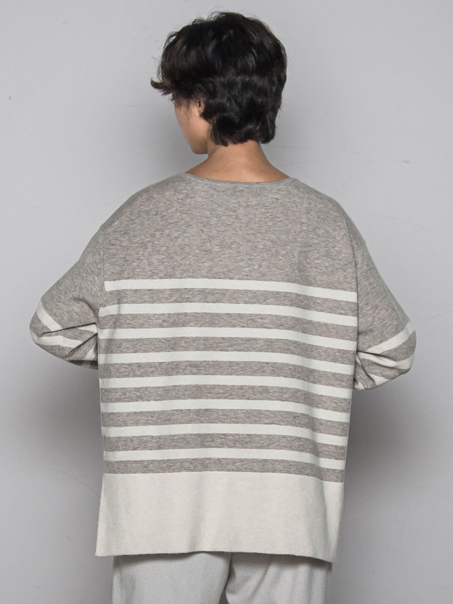 【ふわもち】ボーダーニット≪洗濯機で洗える≫