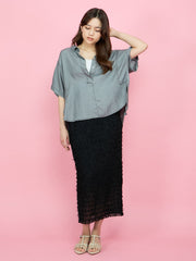 シャーリングシフォンタイトスカート≪手洗い可能≫