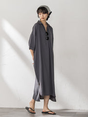 【WEB限定】スキッパーチュニックワンピース≪洗濯機で洗える≫