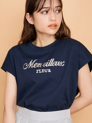 スパンコール刺繍ロゴTシャツ≪手洗い可能≫