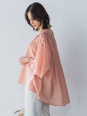 ピンタックレースチュニックブラウス≪手洗い可能≫