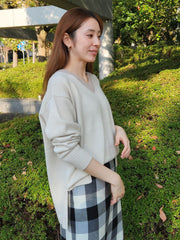 【WEB限定】≪洗えるニット/Lサイズあり≫ふわさらVネックニット