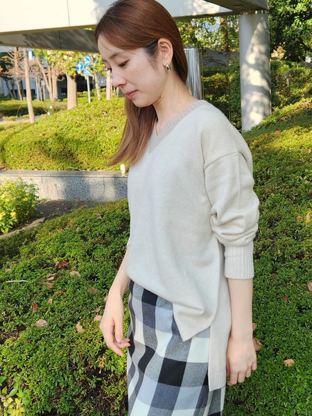【WEB限定】≪洗えるニット/Lサイズあり≫ふわさらVネックニット