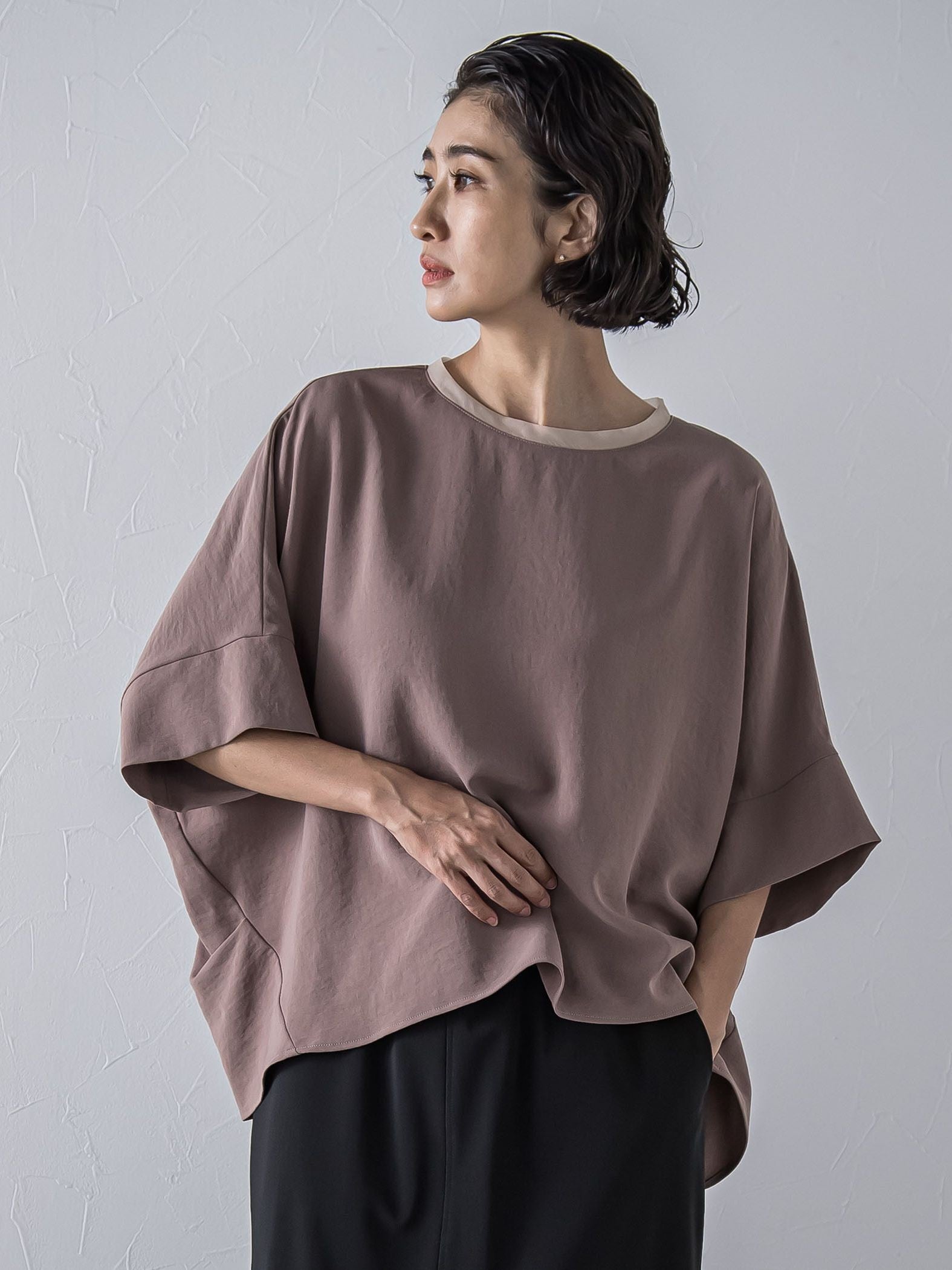 ハイストレッチカットソーブラウス≪洗濯機で洗える≫