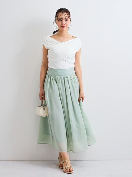 シアーストライプスカート≪セットアップ対応/手洗い可能≫