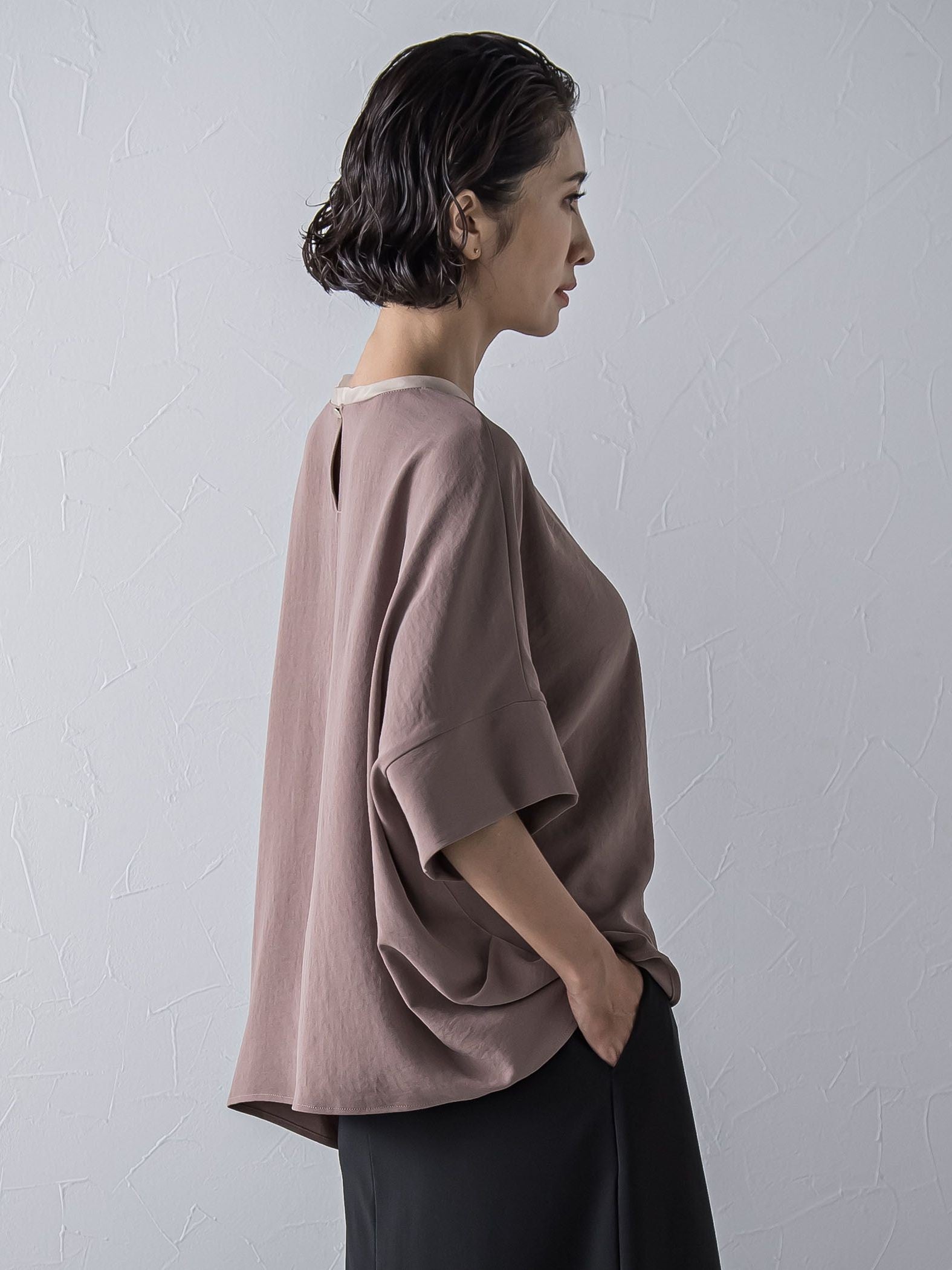 ハイストレッチカットソーブラウス≪洗濯機で洗える≫