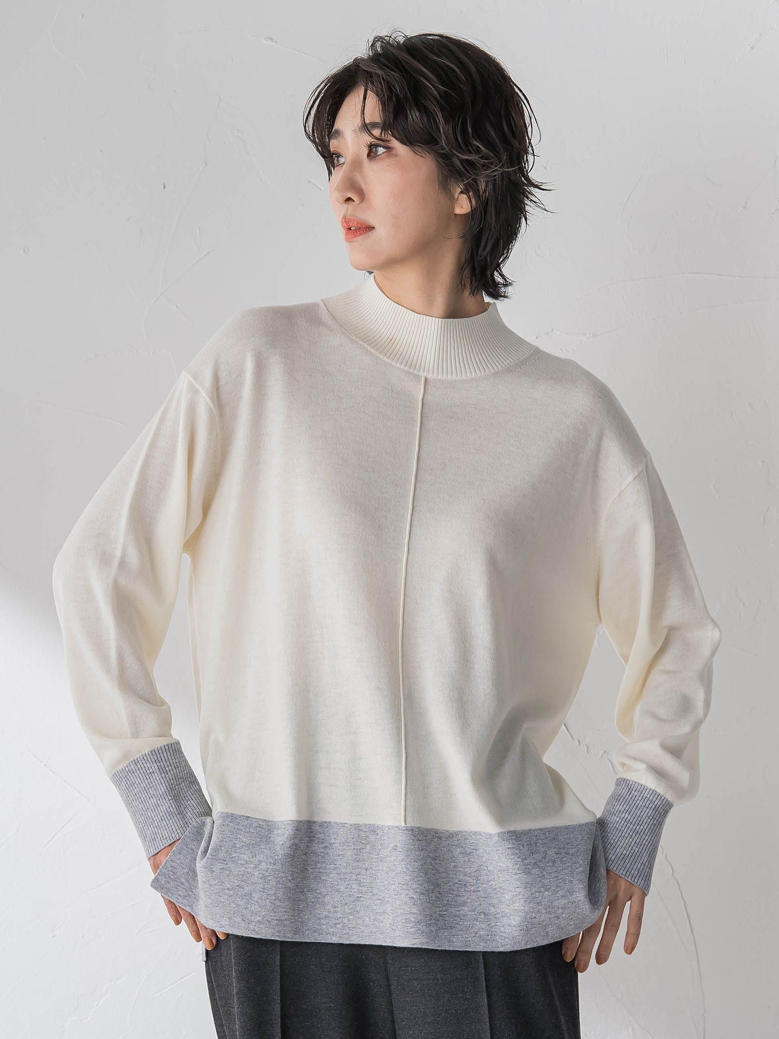 【新色追加】ファインウールハイネックニット