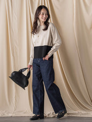 【JAPAN BLUE JEANS】デニムワイドパンツ≪洗濯機で洗える≫