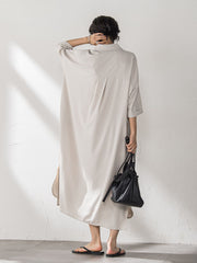 【WEB限定】スキッパーチュニックワンピース≪洗濯機で洗える≫