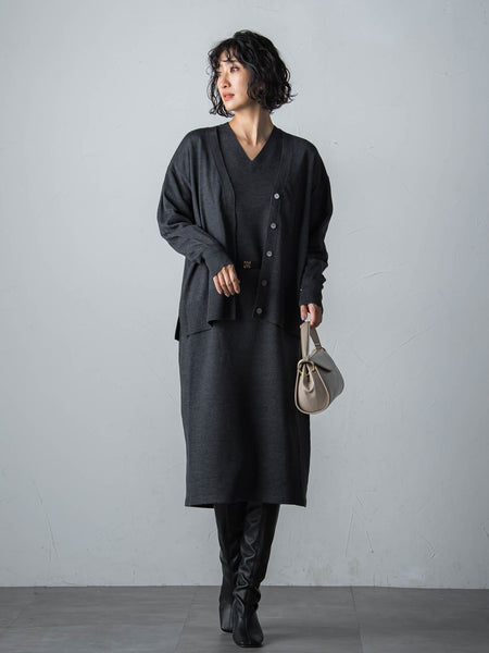 【WEB限定】【洗えるニット】さらさらウールカーディガン≪Lサイズあり≫