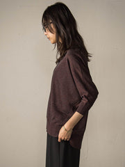 LEVITAシアーVネックドルマンニットプルオーバー≪手洗い可能≫