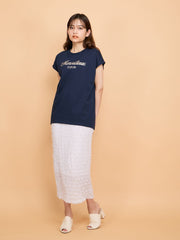 スパンコール刺繍ロゴTシャツ≪手洗い可能≫