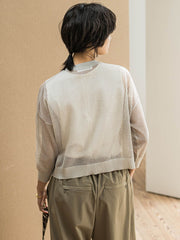 透かし柄編みニットカーディガン≪手洗い可能≫
