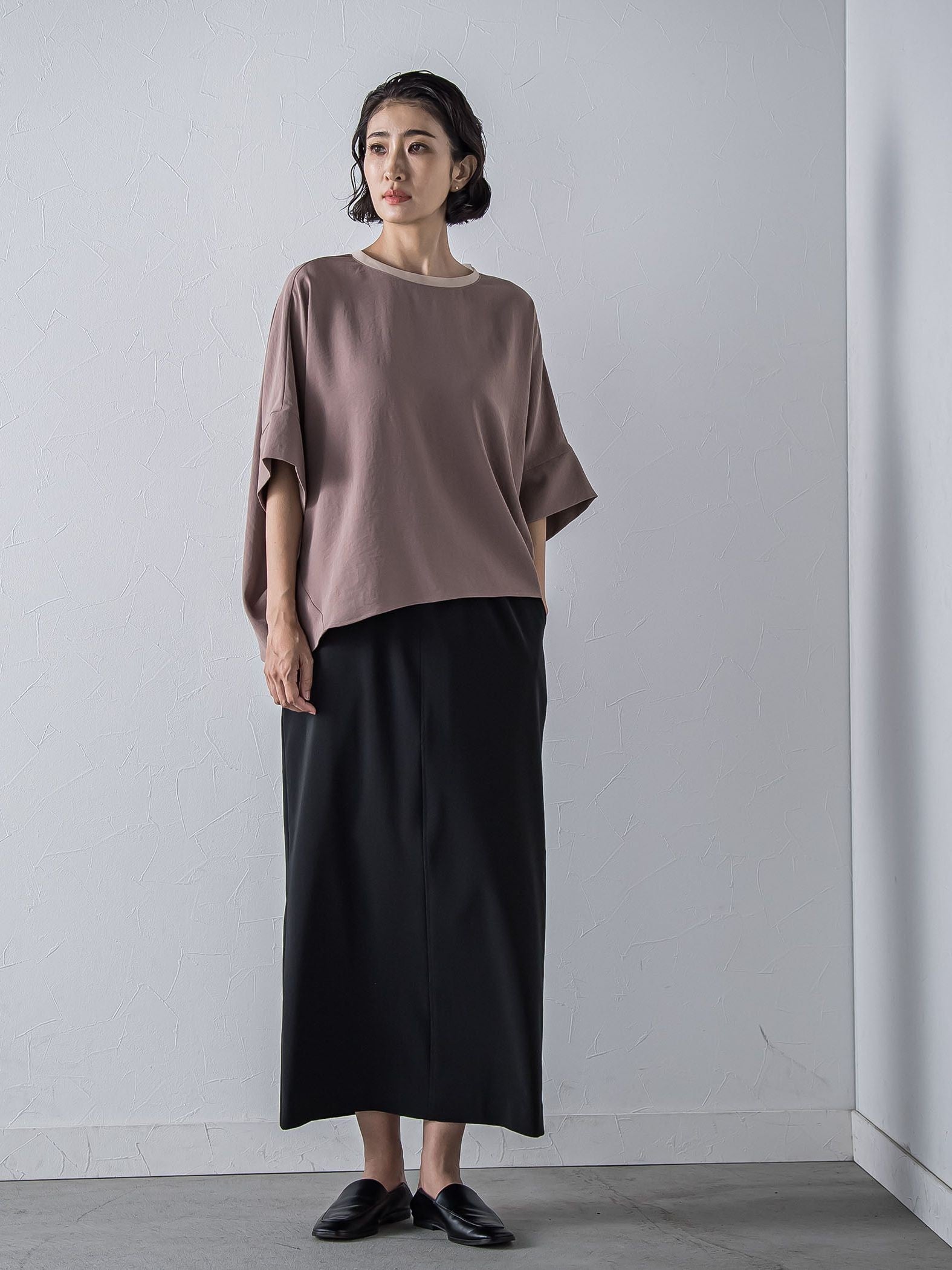 ハイストレッチカットソーブラウス≪洗濯機で洗える≫