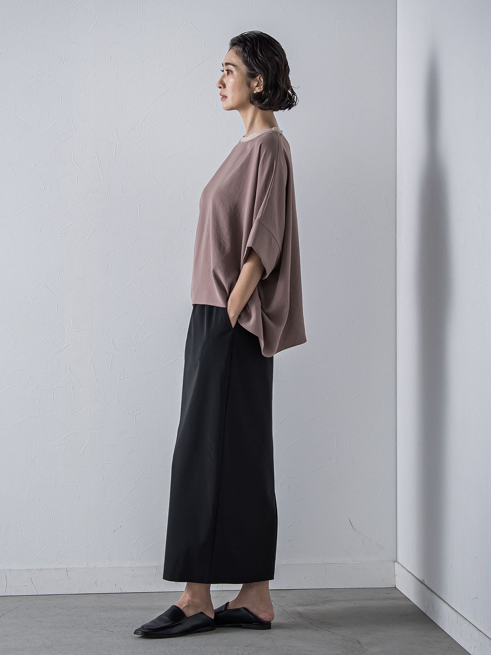 ハイストレッチカットソーブラウス≪洗濯機で洗える≫