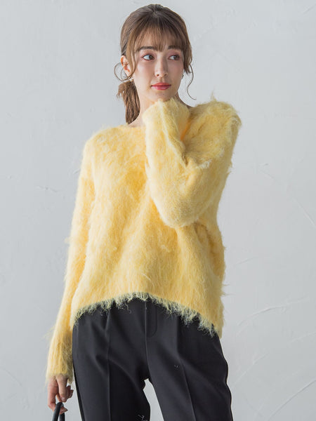 FLUFFYふわふわシャギーボートネックプルオーバー ≪手洗い可能≫