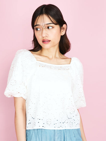 【SHIORI IRIE コラボ】2WAYオフショルレースブラウス≪手洗い可能≫