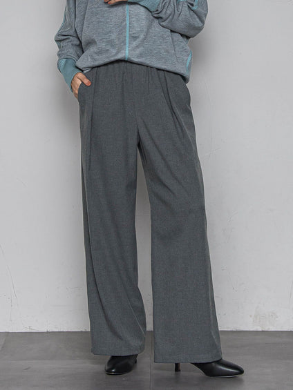 【一瞬で楽とキレイを叶える】裏起毛イージーワイドパンツ≪手洗い可能≫