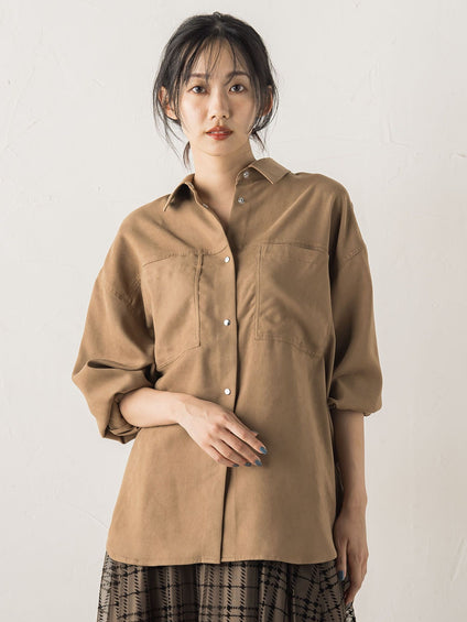 フェイクスエードシャツ≪洗濯機で洗える≫