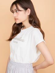 スパンコール刺繍ロゴTシャツ≪手洗い可能≫