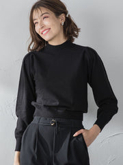 モッチリしっとりシアバター加工 ドットジャガードニット ≪手洗い可能≫