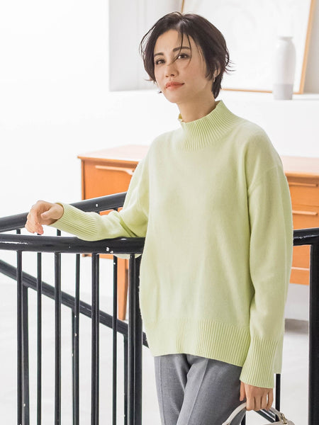 【洗えるニット】ウールカシミヤハイネックプルオーバー