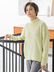 【洗えるニット】ウールカシミヤハイネックプルオーバー