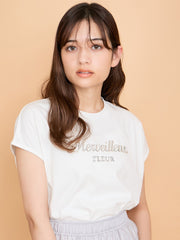 スパンコール刺繍ロゴTシャツ≪手洗い可能≫