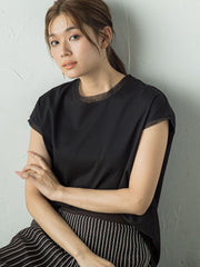 天竺シアー切替えTシャツ≪洗濯機で洗える≫
