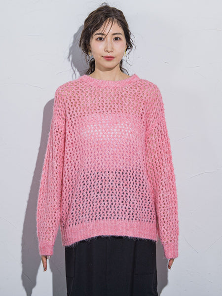 【ざっくりメッシュが可愛い】メッシュラメニット《手洗い可能》