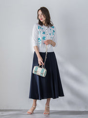 【新色追加】ハーブ刺繍カーディガン≪手洗い可能≫