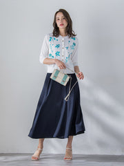 【新色追加】ハーブ刺繍カーディガン≪手洗い可能≫