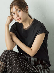天竺シアー切替えTシャツ≪洗濯機で洗える≫