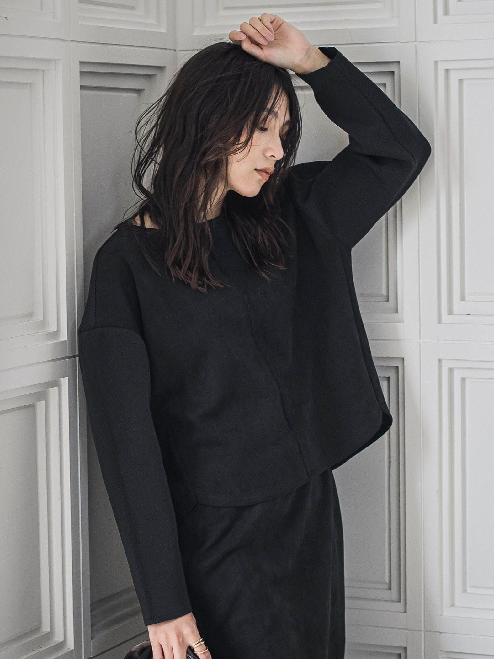 【新色追加】スウェード調×ニットスカートセットアップ≪手洗い可能≫