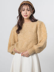 ショルダーパフシャギーニット