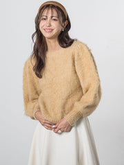 ショルダーパフシャギーニット