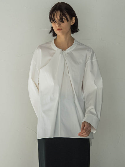 T/Cストレッチブロード ツイストカラーブラウス