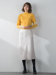 モッチリしっとりシアバター加工 ドットジャガードニット ≪手洗い可能≫