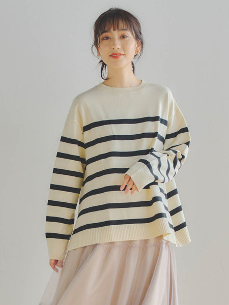 【WEB別注】モチモダールボーダーニット≪手洗い可能≫