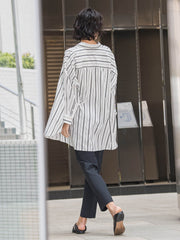オーバーサイズストライプシャツ≪洗濯機で洗える≫