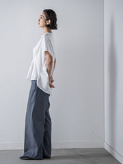 【WEB限定】デニム見えシャンブレーワイドパンツ≪洗濯機で洗える≫
