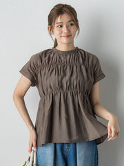 【WEB限定】シルキーシャーリングブラウス≪手洗い可能≫