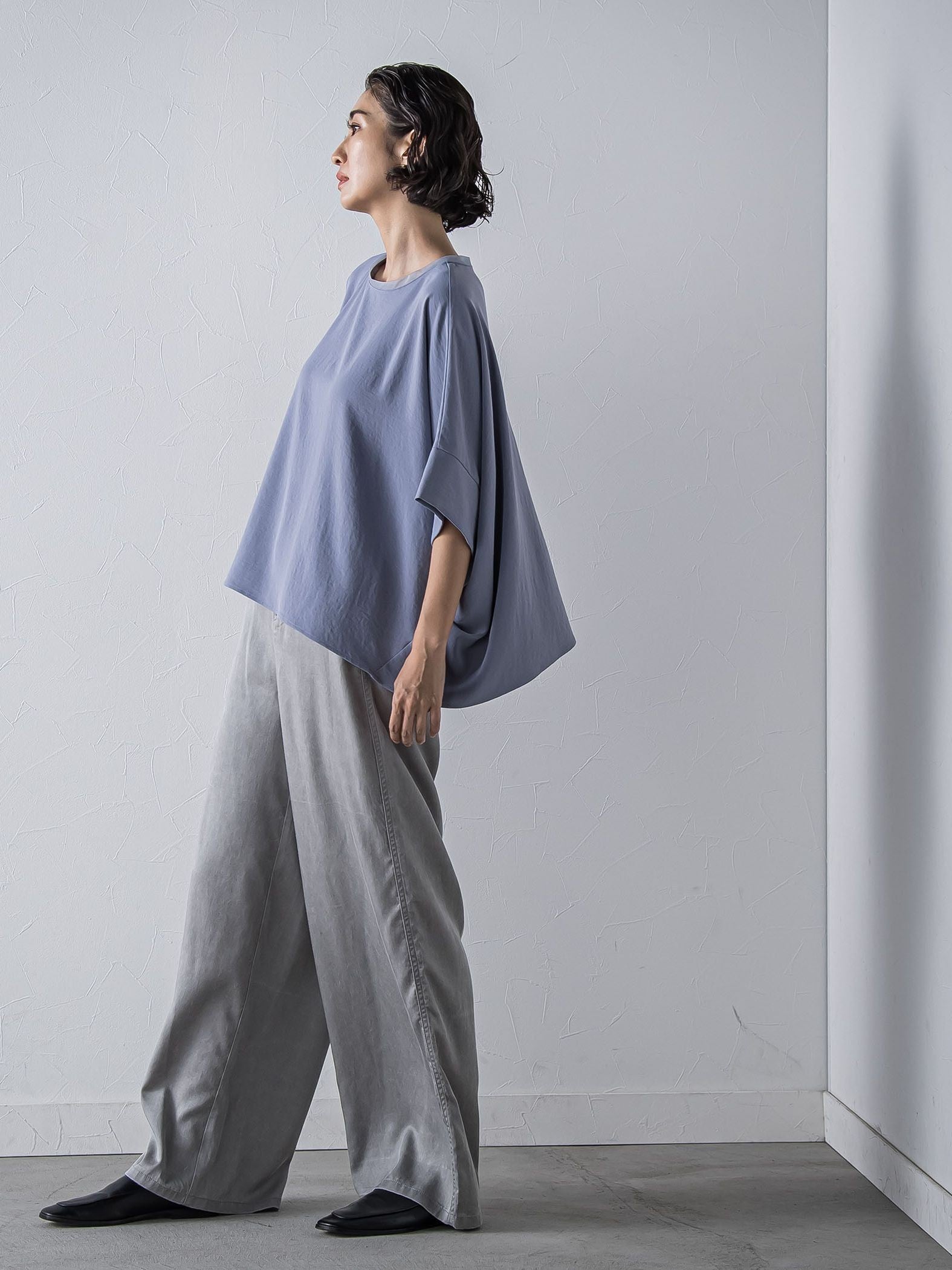 ハイストレッチカットソーブラウス≪洗濯機で洗える≫