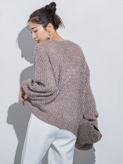 【ざっくりメッシュが可愛い】メッシュラメニット《手洗い可能》