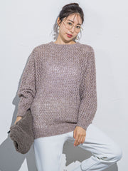 【ざっくりメッシュが可愛い】メッシュラメニット《手洗い可能》