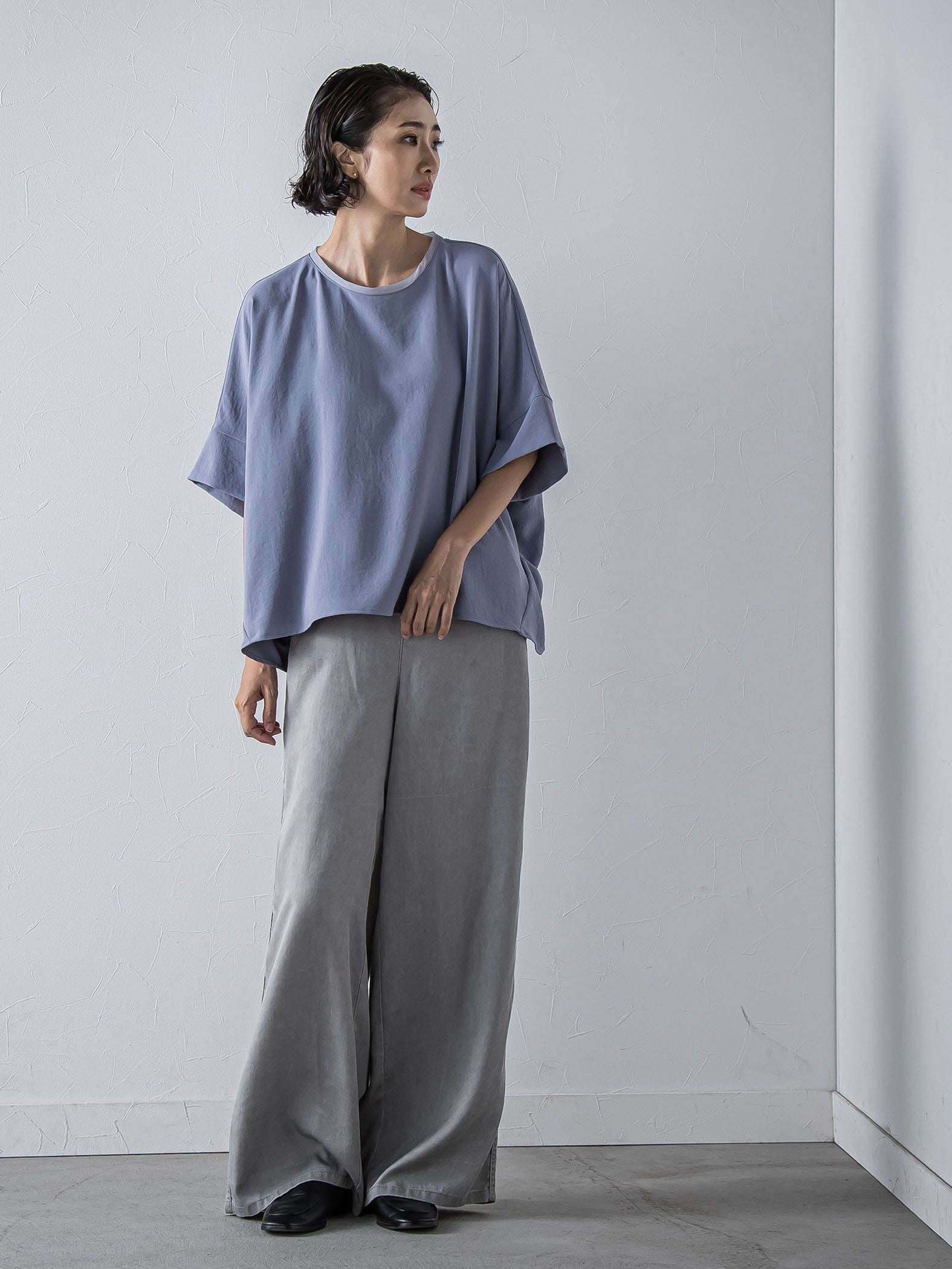 ハイストレッチカットソーブラウス≪洗濯機で洗える≫